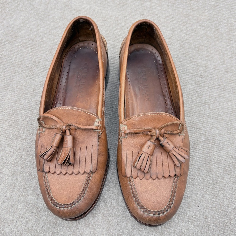 Vintage  Cole Haan Country 3133 Tan Leather Kiltie Tassel Loafers – Mens 10E